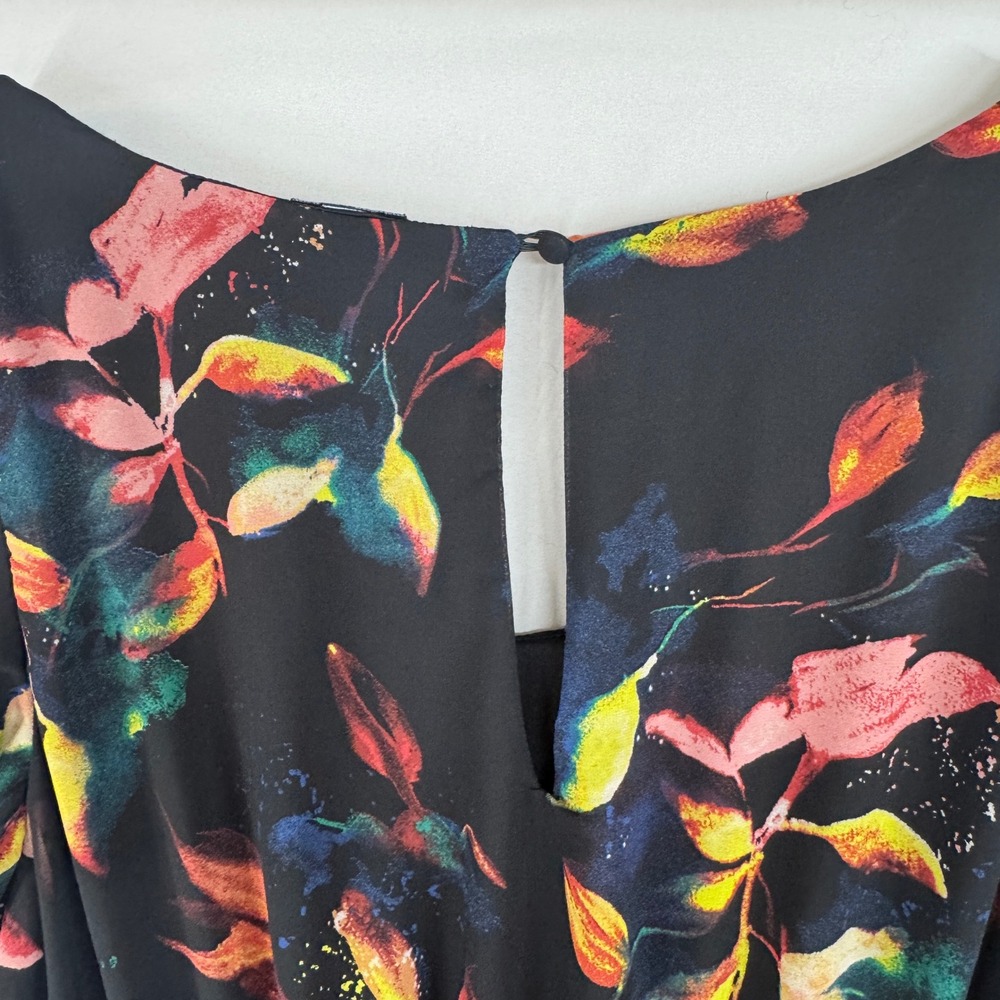 Torrid Womens Plus Size 4 Leaf Print Chiffon Flutter Sleeve Tiered Mini Dress - Picture 8 of 10